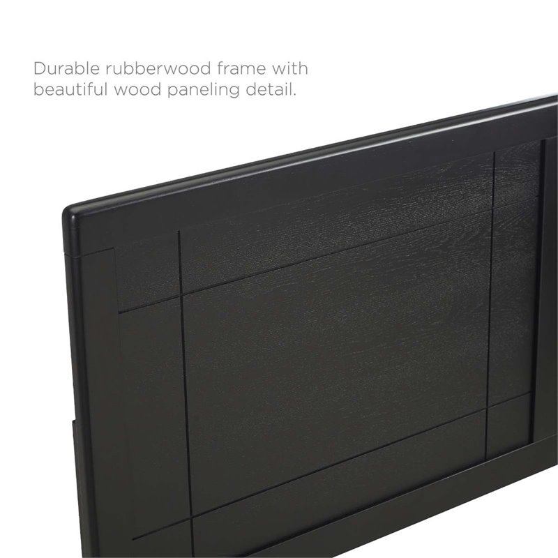 Maklaine Contemporary Queen Rubberwood and MDF Headboard in Black