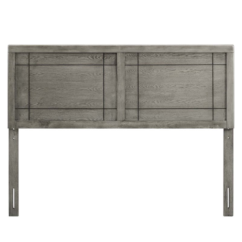 Maklaine Contemporary Queen Rubberwood and MDF Headboard in Gray