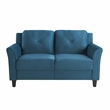 Maklaine Modern Transitional Loveseat in Blue Fabric Upholstery