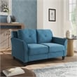 Maklaine Modern Transitional Loveseat in Blue Fabric Upholstery