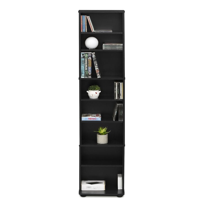 Maklaine Engineered Wood Space Saving Multimedia Storage Tower in Espresso
