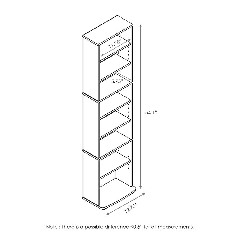 Maklaine Engineered Wood Space Saving Multimedia Storage Tower in Espresso