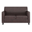 Maklaine Modern / Contemporary Leather Loveseat in Brown Finish