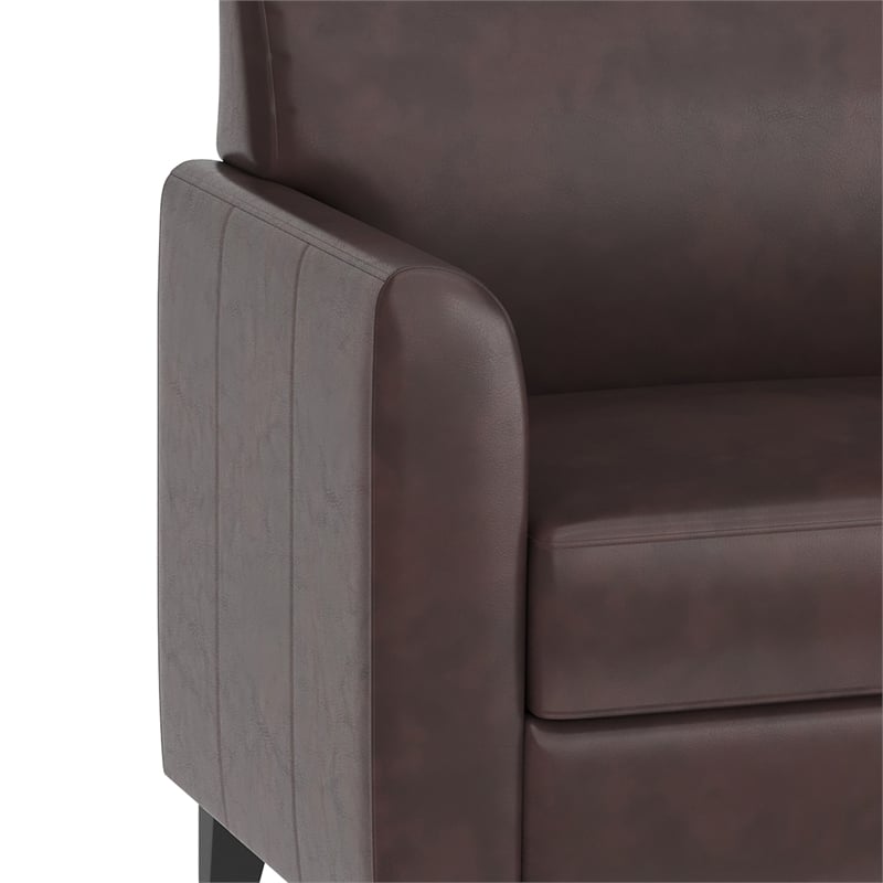 Maklaine Modern / Contemporary Leather Loveseat in Brown Finish