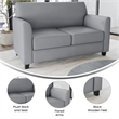 Maklaine Modern / Contemporary Leather Reception Loveseat in Gray