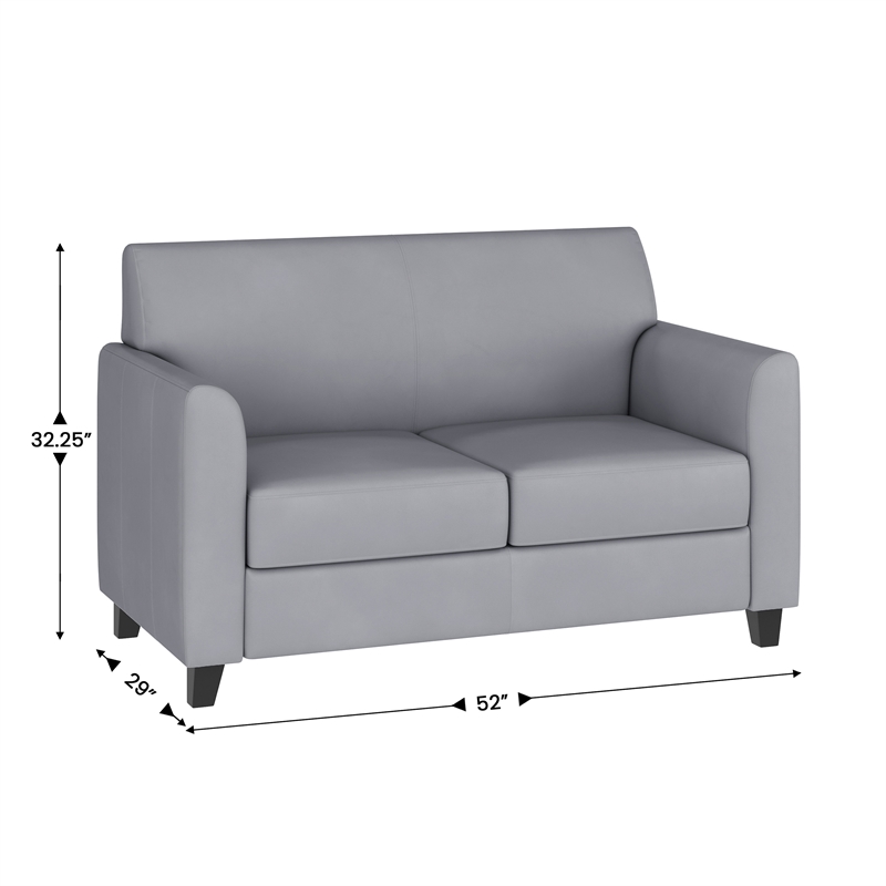 Maklaine Modern / Contemporary Leather Reception Loveseat in Gray