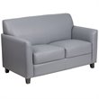 Maklaine Modern / Contemporary Leather Reception Loveseat in Gray