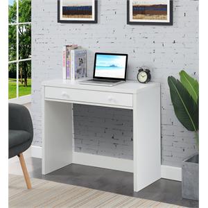 Maklaine Contemporary 36-inch Desk with Drawer in White Wood Finish
