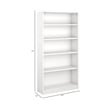 Maklaine Engineered Wood Universal 5 Shelf Bookcase in Pure White
