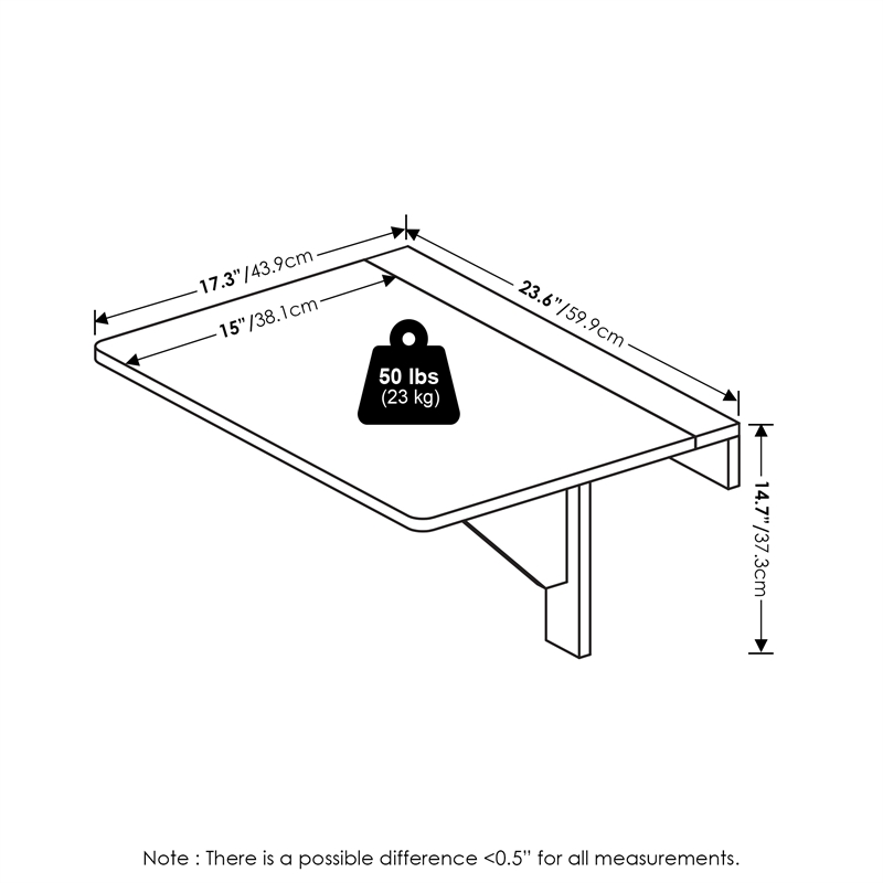 Maklaine Contemporary Wall Mounting Folding Table in Espresso