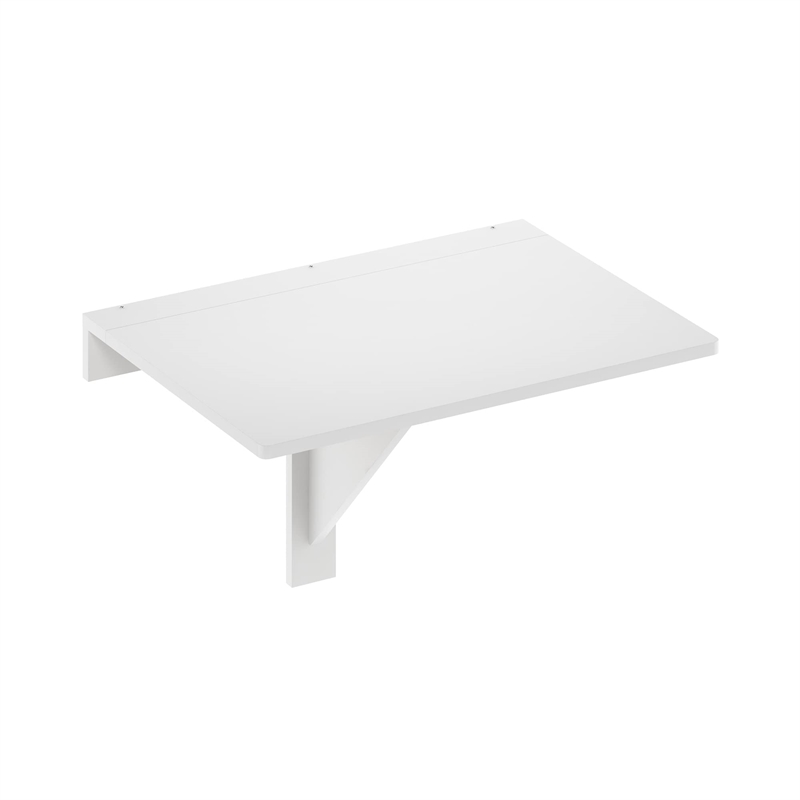 Maklaine Engineered Wood Contemporary Wall Mounting Folding Table in White