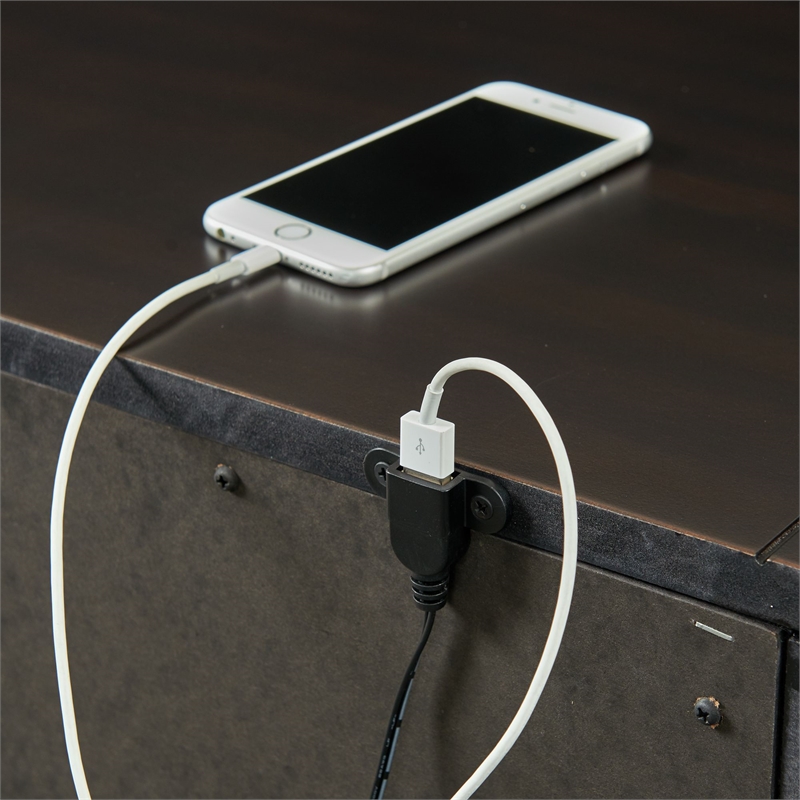 Maklaine Transitional 3-Drawer Nightstand with USB Ports in Black