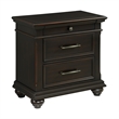 Maklaine Transitional 3-Drawer Nightstand with USB Ports in Black