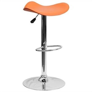 Maklaine 25&quot to 33&quot Contemporary Adjustable Bar Stool in Orange