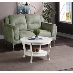 Maklaine Modern Transitional Round Coffee Table 30&quot in White Wood