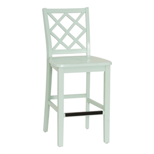 Maklaine Sturdy Lattice Back Counter Stool in Crisp Mint Green Finish