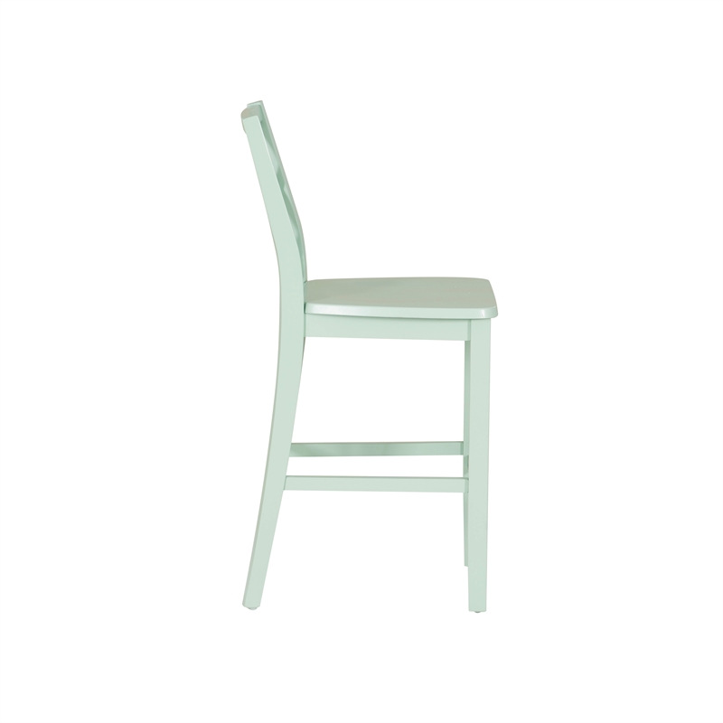 Maklaine Sturdy Lattice Back Counter Stool in Crisp Mint Green Finish