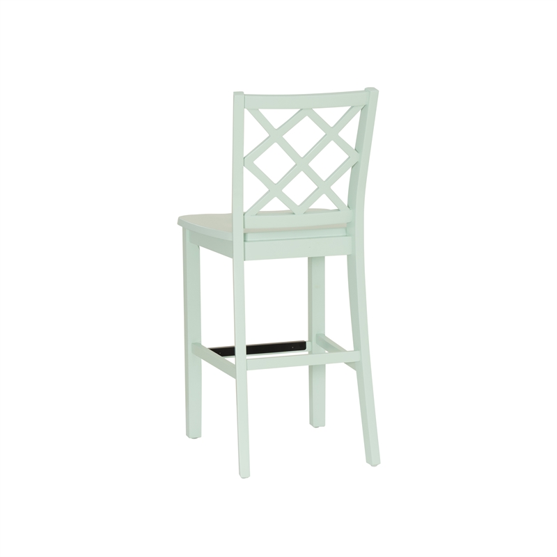 Maklaine Sturdy Lattice Back Counter Stool in Crisp Mint Green Finish