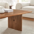 Maklaine Modern Wood Coffee Table with Adjustable Foot Pads in Walnut