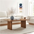 Maklaine Modern Wood Coffee Table with Adjustable Foot Pads in Walnut