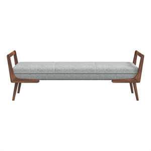 Maklaine Mid-Century Modern Rectangular Fabric Upholstered Bench in Gray