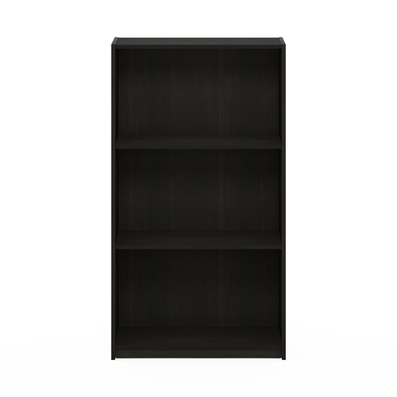 Maklaine Engineered Wood 3-Tier Bookcase Storage Shelves in Espresso