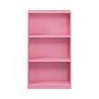 Maklaine Engineered Wood 3-Tier Bookcase Storage Shelves in Pink