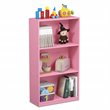 Maklaine Engineered Wood 3-Tier Bookcase Storage Shelves in Pink