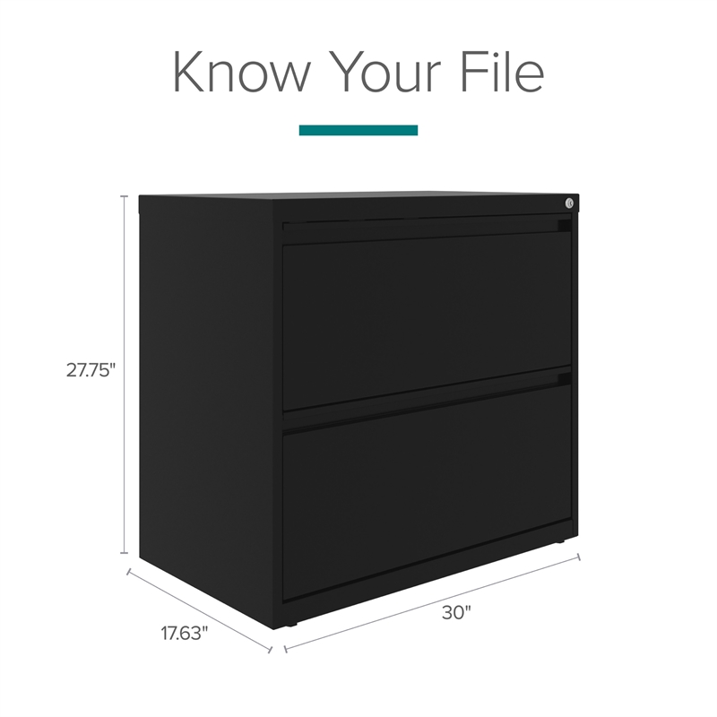 Maklaine 30 inch W 2 Drawer Metal Lateral 101 Filing Cabinet Black