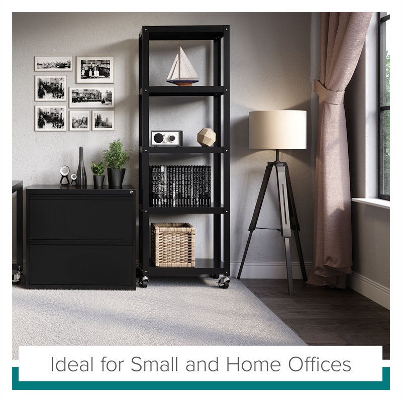 Maklaine 30 inch W 2 Drawer Metal Lateral 101 Filing Cabinet Black