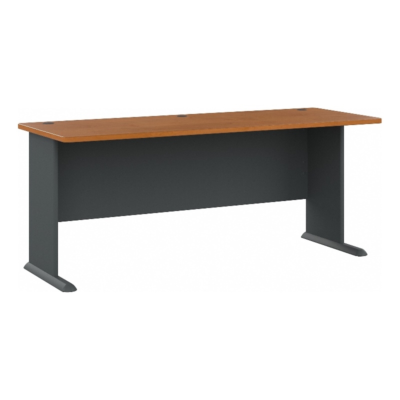 Maklaine Engineered Wood 72W Office Desk in Natural Cherry and Slate