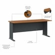 Maklaine Engineered Wood 72W Office Desk in Natural Cherry and Slate