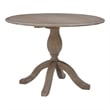 Maklaine Round Drop Leaf Pedestal Dining Table in Rustic Gray Washed Wood