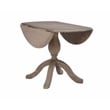 Maklaine Round Drop Leaf Pedestal Dining Table in Rustic Gray Washed Wood