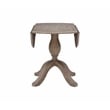 Maklaine Round Drop Leaf Pedestal Dining Table in Rustic Gray Washed Wood