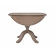 Maklaine Round Drop Leaf Pedestal Dining Table in Rustic Gray Washed Wood