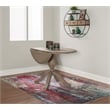 Maklaine Round Drop Leaf Pedestal Dining Table in Rustic Gray Washed Wood