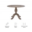 Maklaine Round Drop Leaf Pedestal Dining Table in Rustic Gray Washed Wood