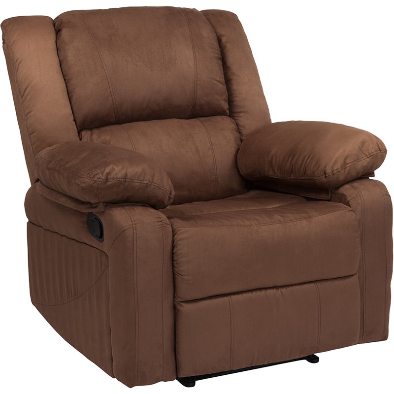 Maklaine Modern / Contemporary Microfiber Recliner in Chocolate
