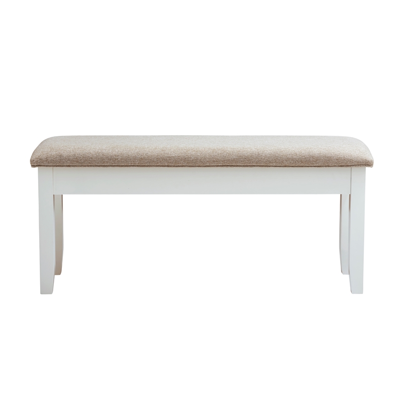 Maklaine Storage Bench Light Tan Padded Seat and Vanilla White Painted Wood