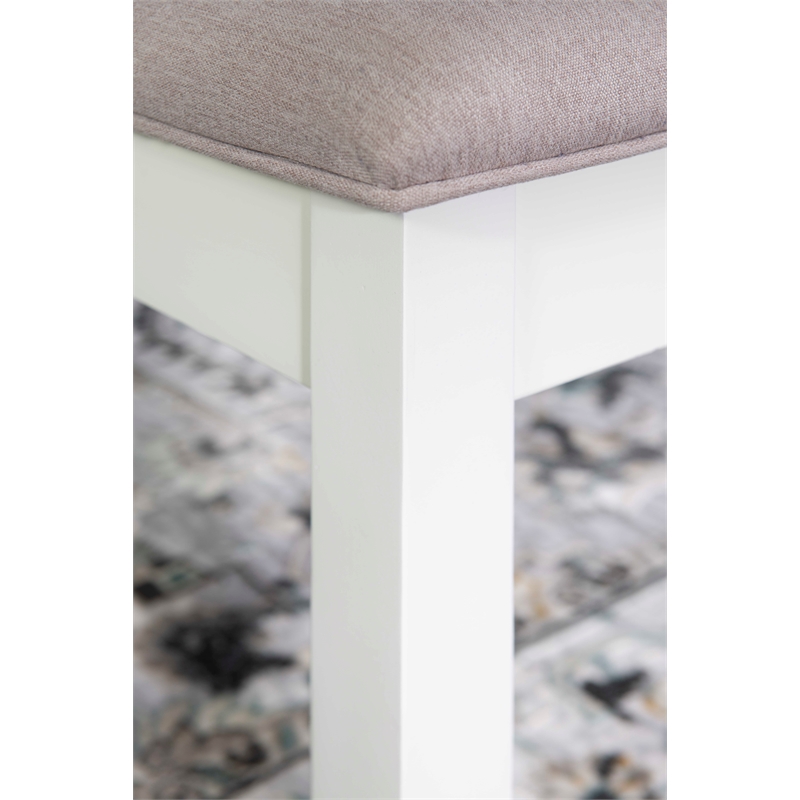 Maklaine Storage Bench with Light Gray Fabric in Vanilla White Painted Wood