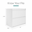 Maklaine 30 inch W 2 Drawer Metal Lateral 101 Filing Cabinet White