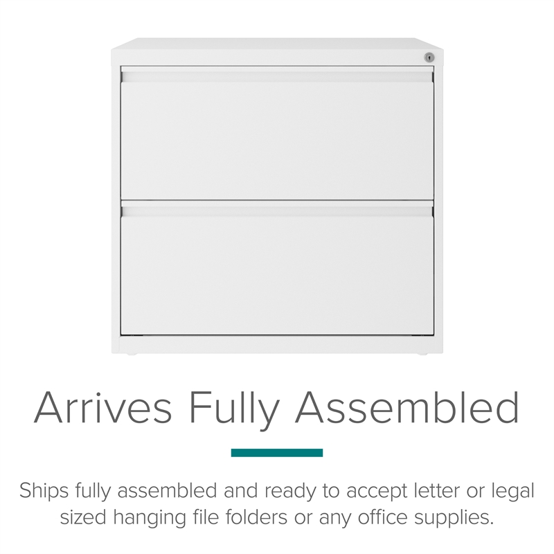 Maklaine 30 inch W 2 Drawer Metal Lateral 101 Filing Cabinet White