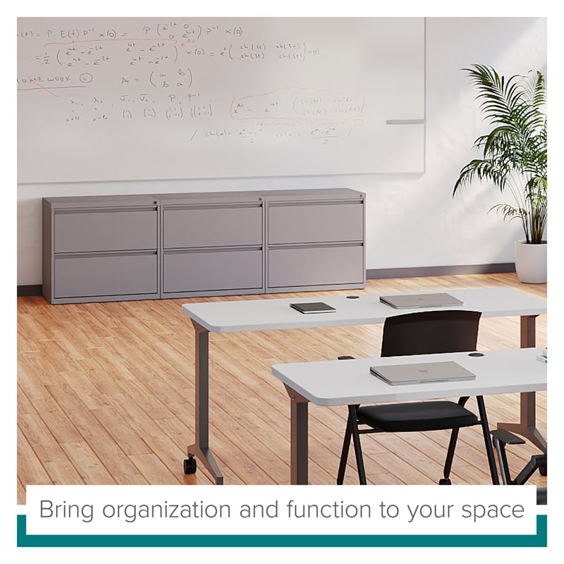 Maklaine 30 inch W 2 Drawer Metal Lateral 101 Filing Cabinet Arctic Silver