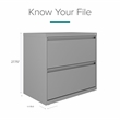 Maklaine 30 inch W 2 Drawer Metal Lateral 101 Filing Cabinet Arctic Silver