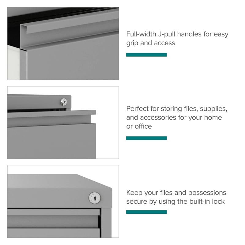 Maklaine 30 inch W 2 Drawer Metal Lateral 101 Filing Cabinet Arctic Silver