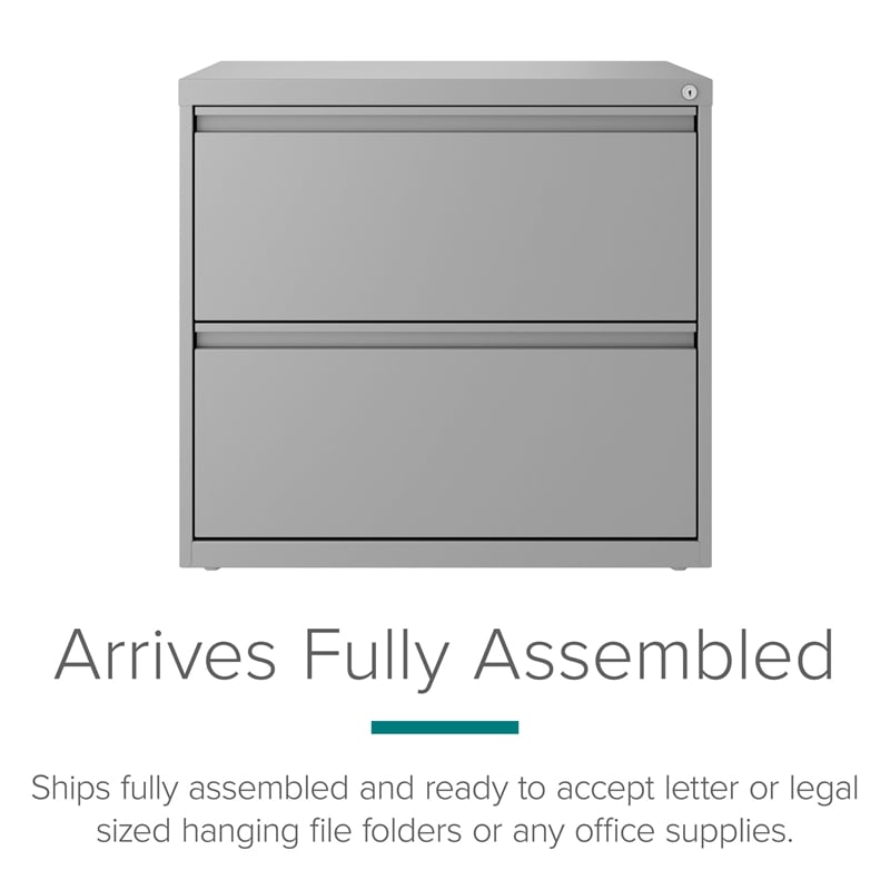 Maklaine 30 inch W 2 Drawer Metal Lateral 101 Filing Cabinet Arctic Silver