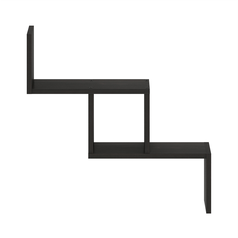 Maklaine Contemporary Wall Mount Floating Ladder Shelf in Espresso