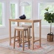 Maklaine Three Piece Bar Dining Set Padded Seats in Natural Brown Wood