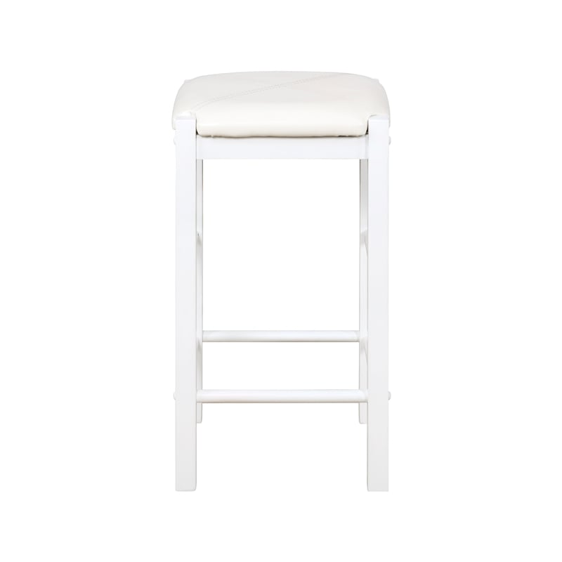 Maklaine Three Piece Wood & Faux Marble Tavern Set Backless Stools in White